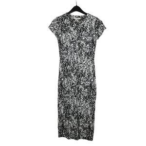 Nadia Tarr Cap Sleeve Black and White Midi Stretchy Dress Size Medium
